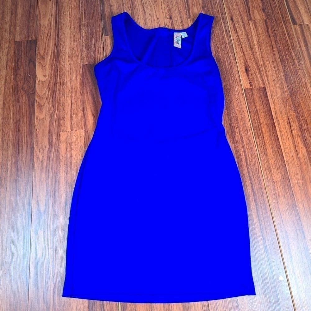 Royal Blue Body Con Dress Zippered Back Cut Out L8ter Brand Women's Medium Excel